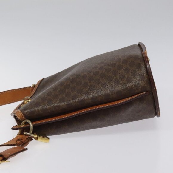 CELINE Macadam Canvas Shoulder Bag PVC Leather Brown Gold Auth BD091 - Picture 4 of 16